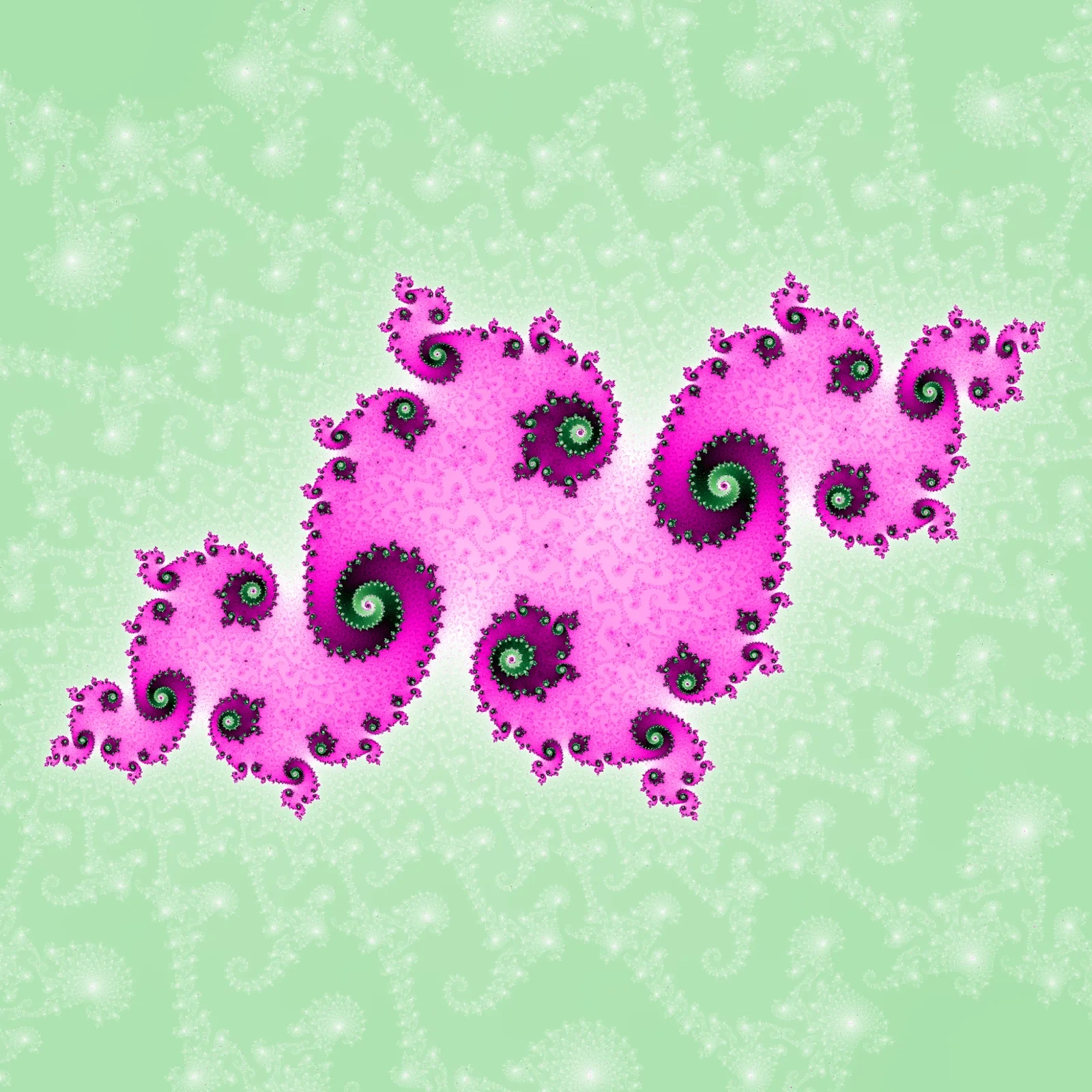 Abstract fractal artwork in pink and mint tones